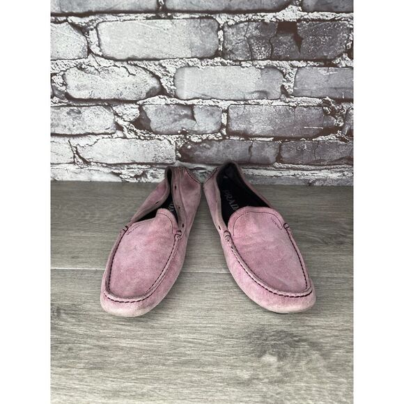 Prada Pink Suede Leather Driving Loafers Shoes Women Sz 38EU/7.5M US - Picture 8 of 16